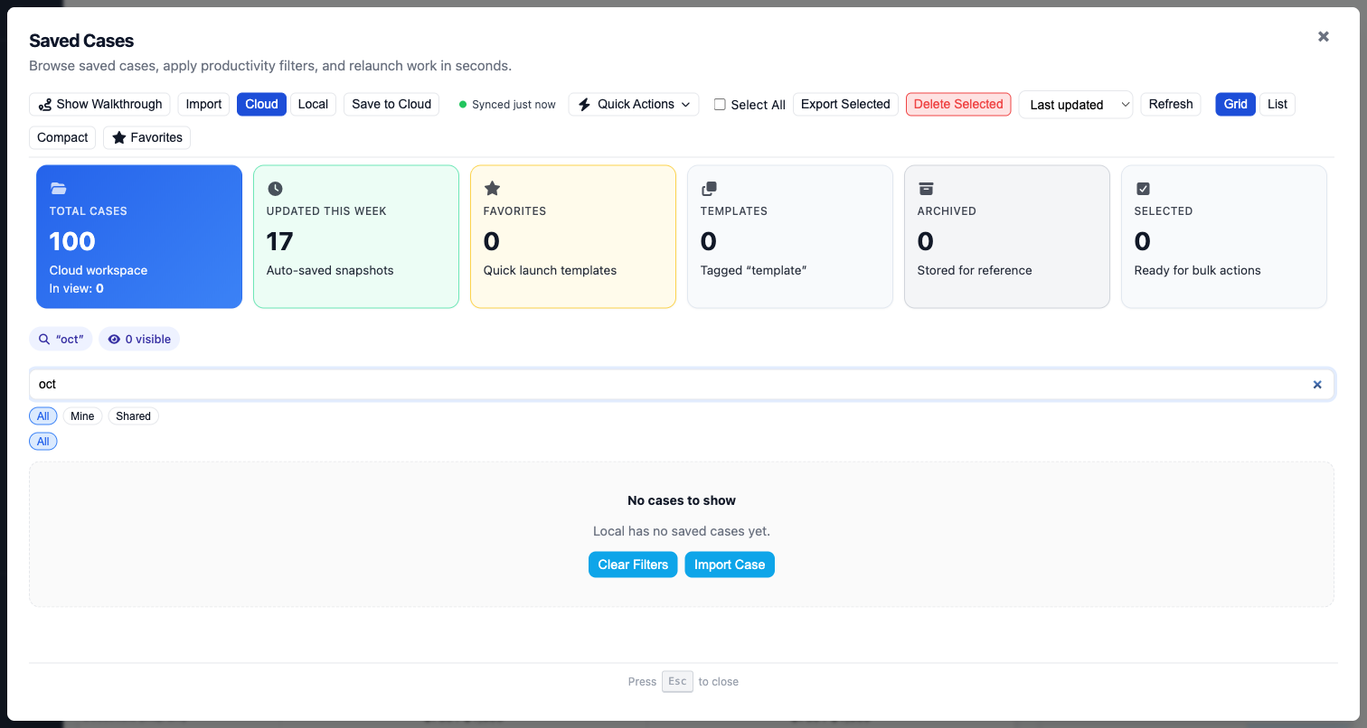 Case Library & Cloud Sync feature preview