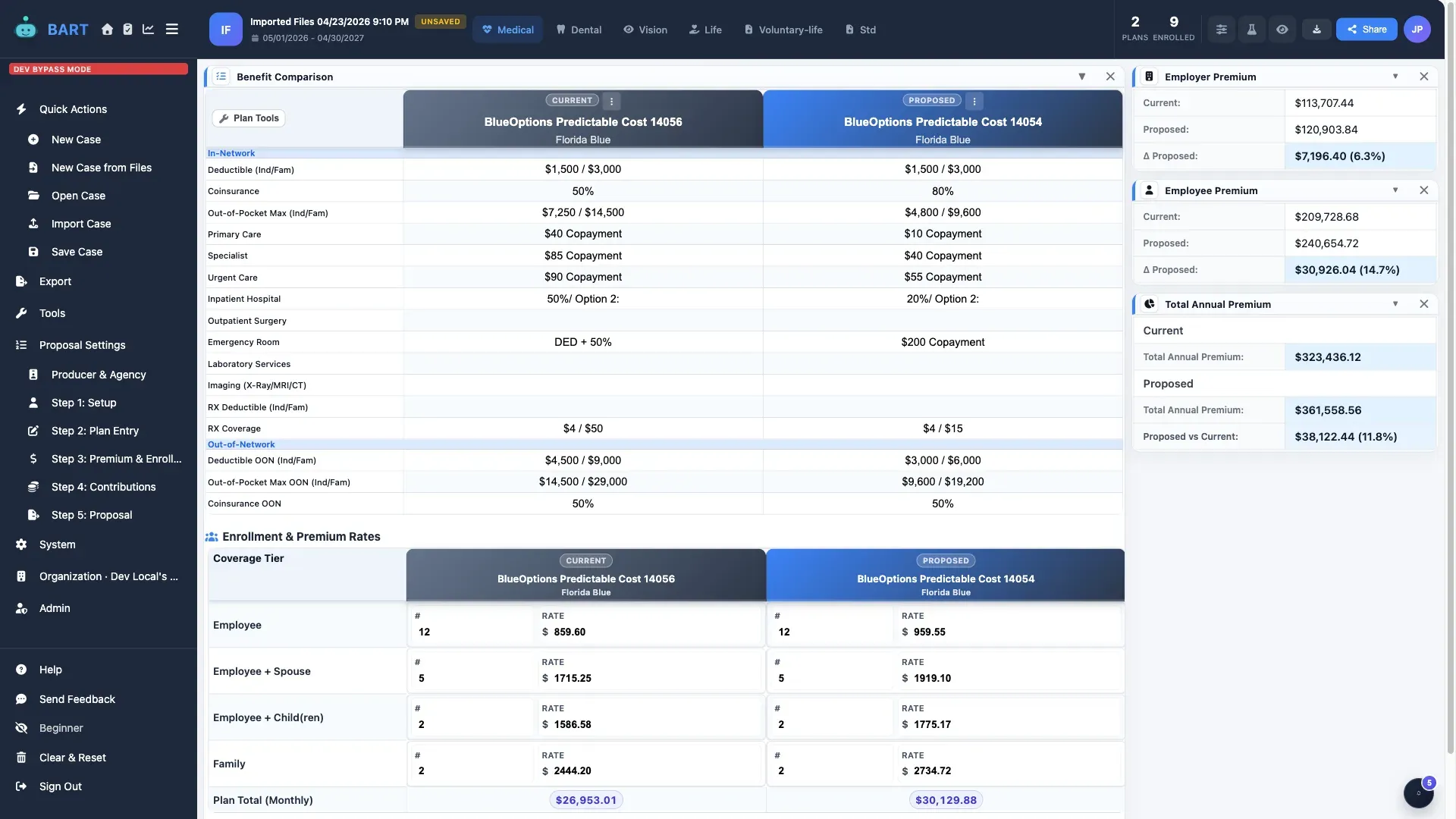 Proposal dashboard preview