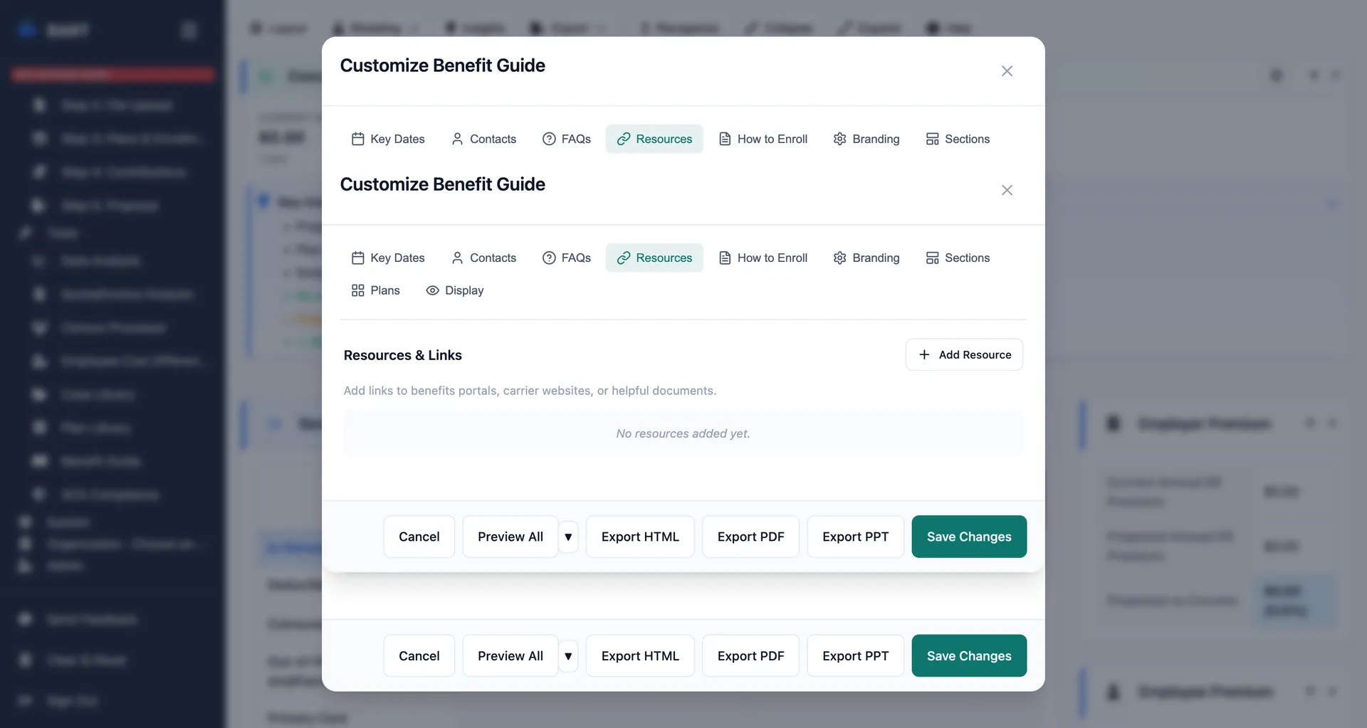 Benefit guide resources section