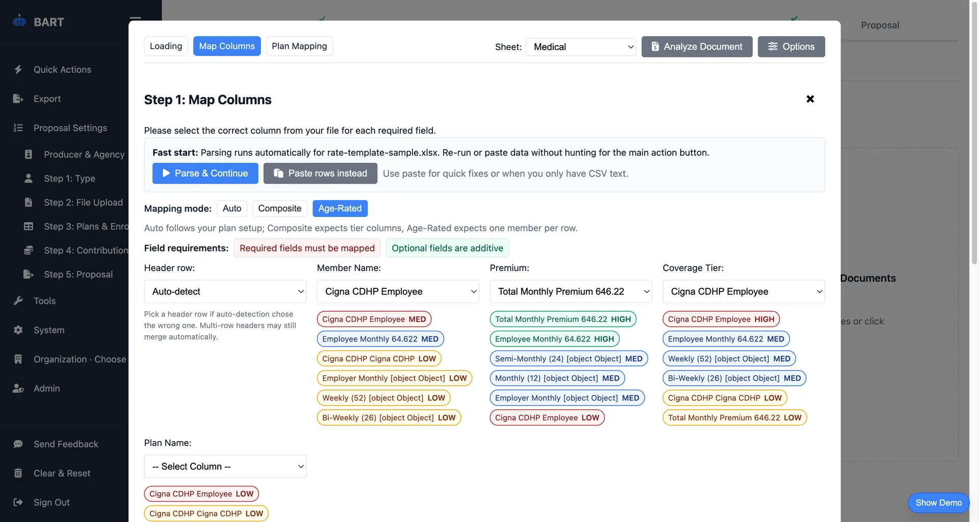 AI parsing documents in progress