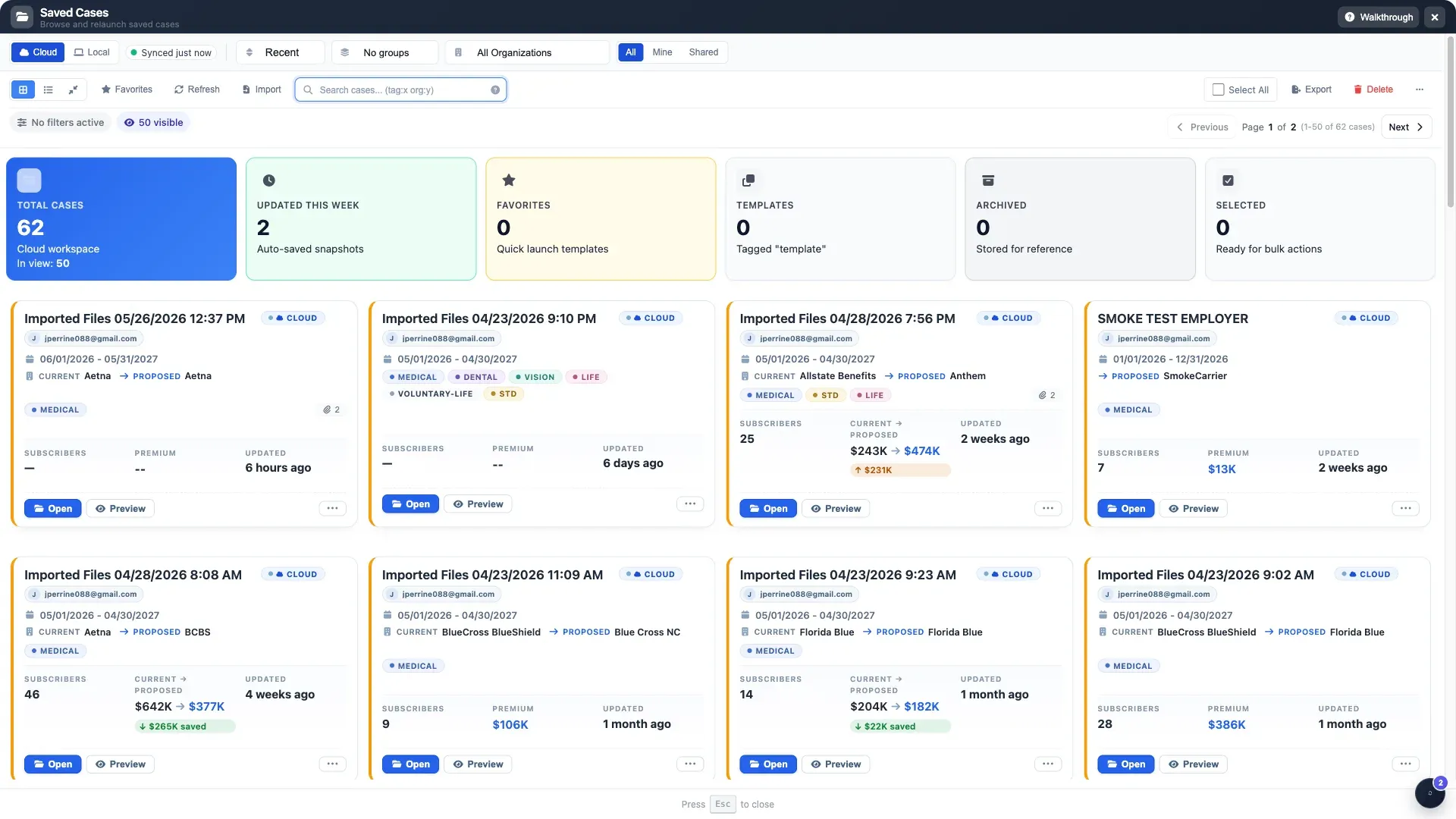 Case library management interface