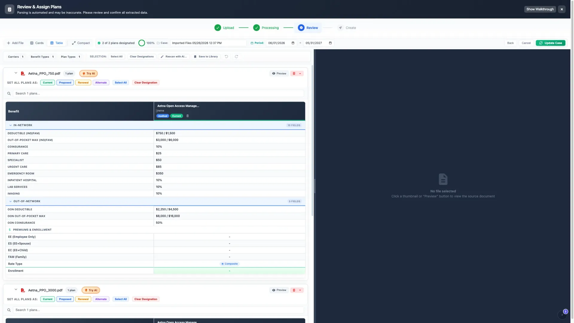 Quote and invoice analysis interface