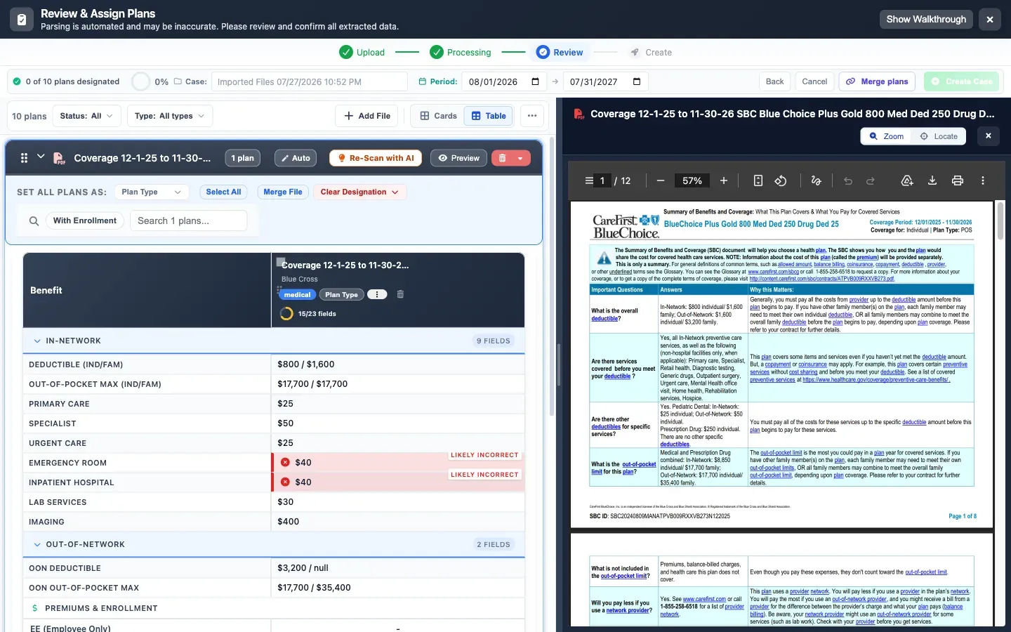 AI document parsing visualization